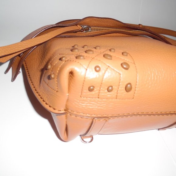 Tod's Brown Leather Mini Wave Top Handle Studs Backpack Crossbody Handbag Purse - Picture 12 of 16